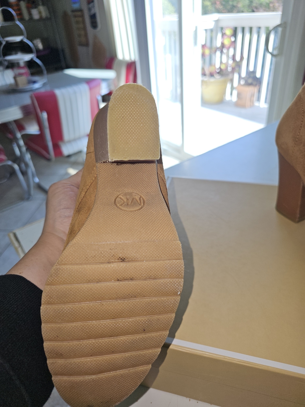 Michael Kors Cognac Suede Lace-Up High Heel Booties - Picture 6 of 14
